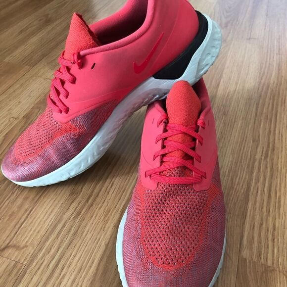 NIKE Odyssey React 2 Flyknit AH1016-800 Ember Glow/Red Running Shoes - Picture 7 of 11